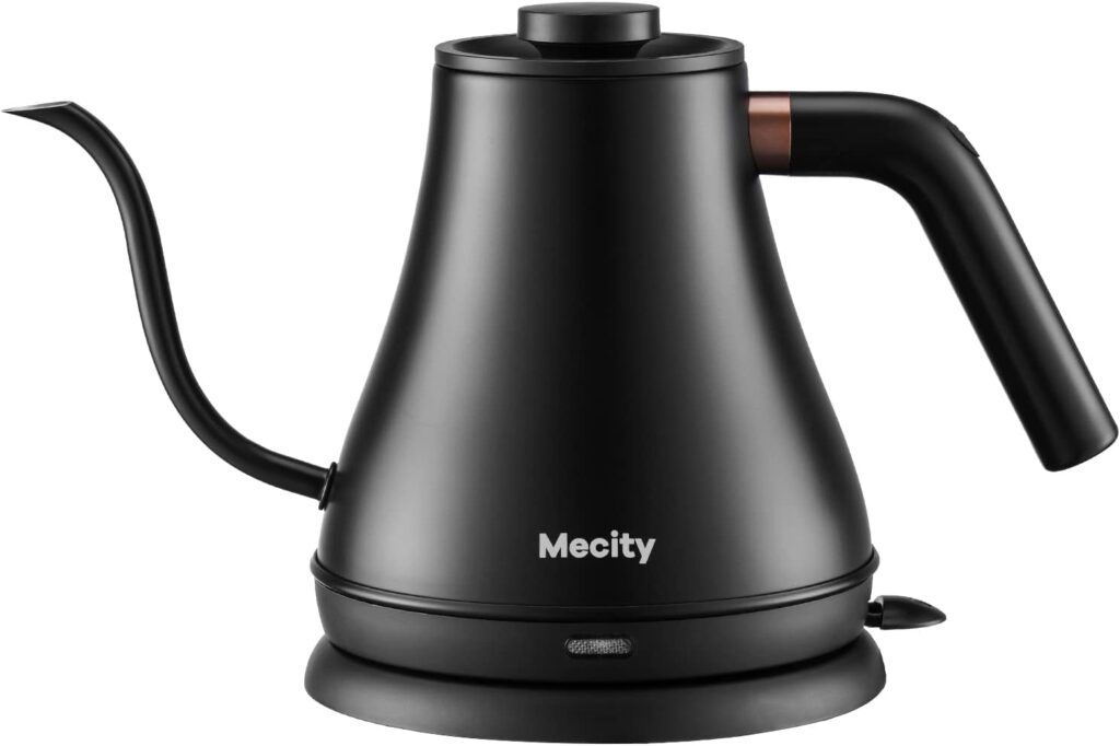 Mecity Electric Kettle Gooseneck Water Kettle Stainless Steel Tea Kettle Water Boiler Fast Heating, Auto Shut Off, 27 fl oz, 1000W, Matte Black