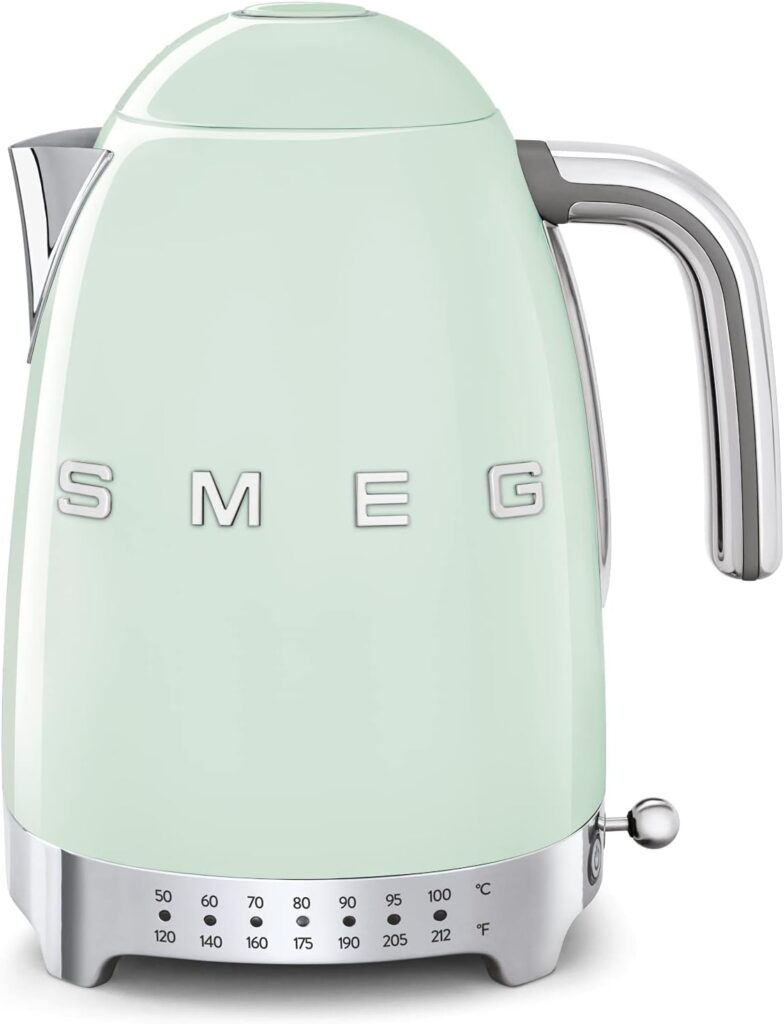 SMEG Pastel Green Stainless Steel 50s Retro Variable Temperature Kettle